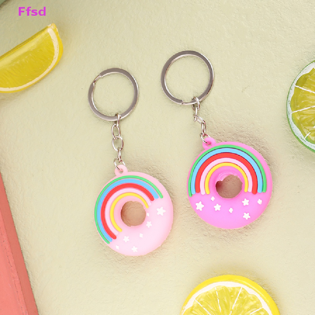 {Ffsd} Móc Khóa Trang Trí Túi Xách Hình Bánh Donut Hoạt Hình Ngọt Ngào