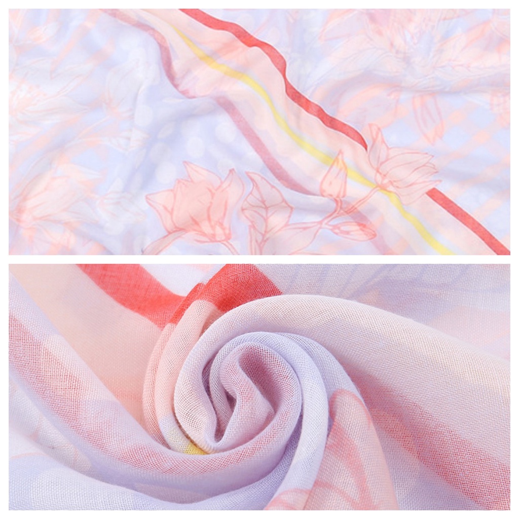 Khăn Choàng Cổ Phối Tua Rua Thoáng Khí Mềm Mại Kích Thước 185-92cm Thời Trang Xuân Hè Xinh Xắn