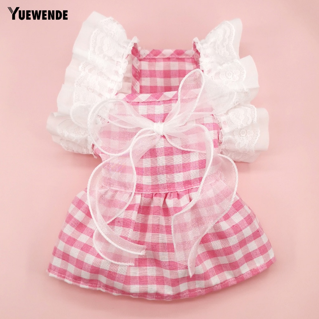 Đầm Họa Tiết Caro Đính Nơ Phối Bèo Thời Trang Mùa Hè Xinh Xắn Cho Thú Cưng