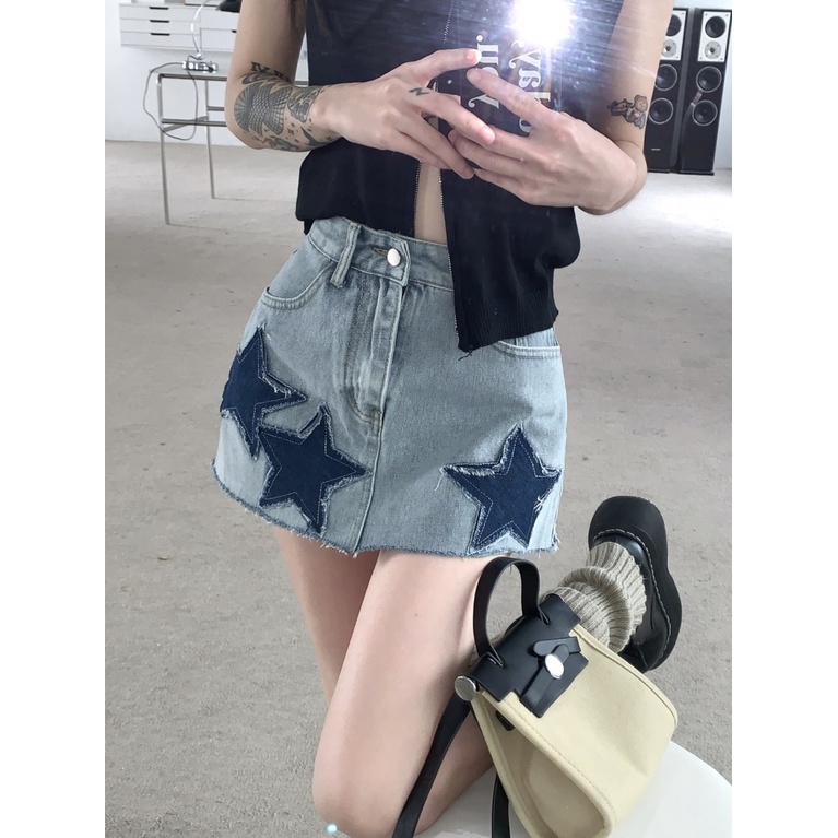 Chân Váy Denim Chữ a Lưng Cao Phong Cách Retro Thời Trang Mùa Hè Dành Cho Nữ