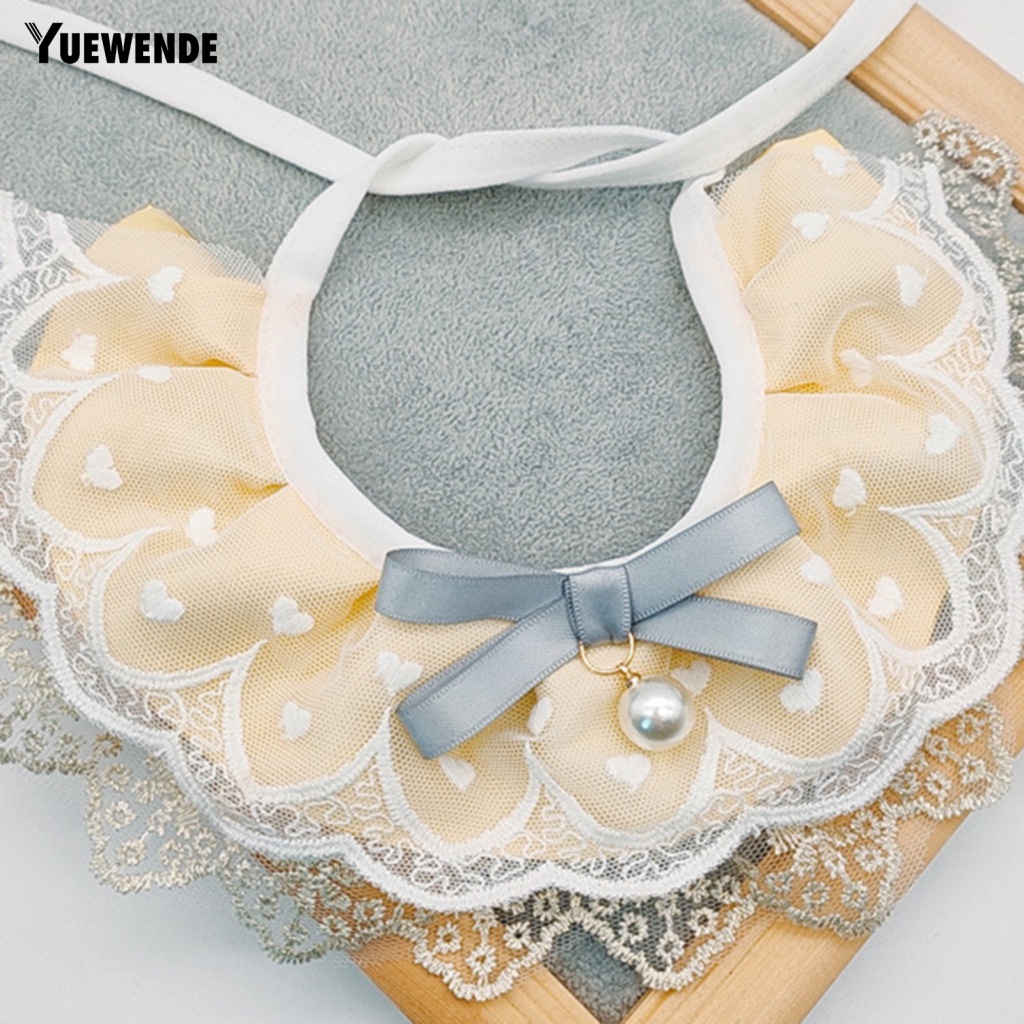 Khăn Choàng Cổ Họa Tiết Trái Tim Đính Ngọc Trai Thanh Lịch Cho Thú Cưng