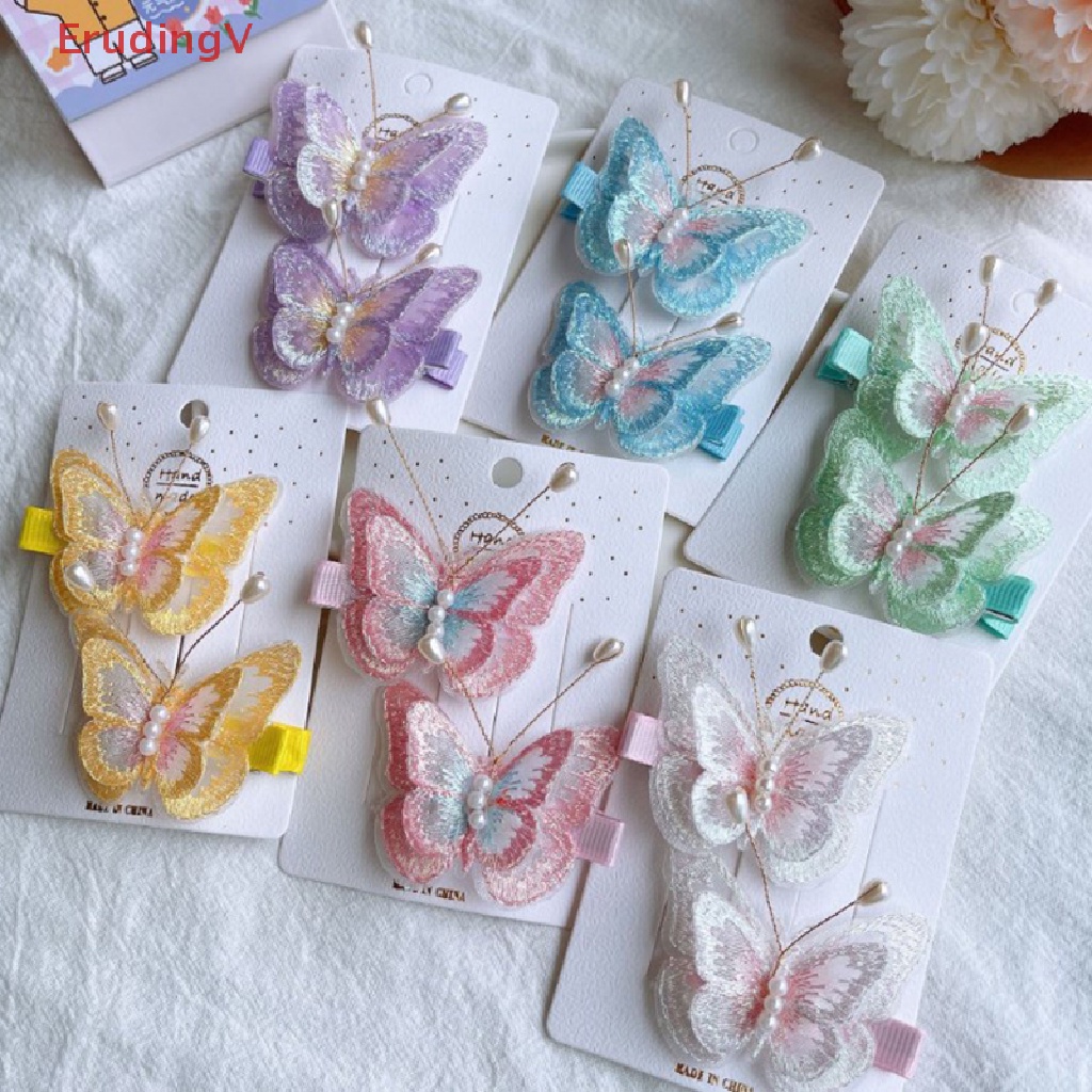 [ErudingV] Kẹp Tóc Ba Chiều Thêu Hình Bướm Dễ Thương Cho Bé [Mới]