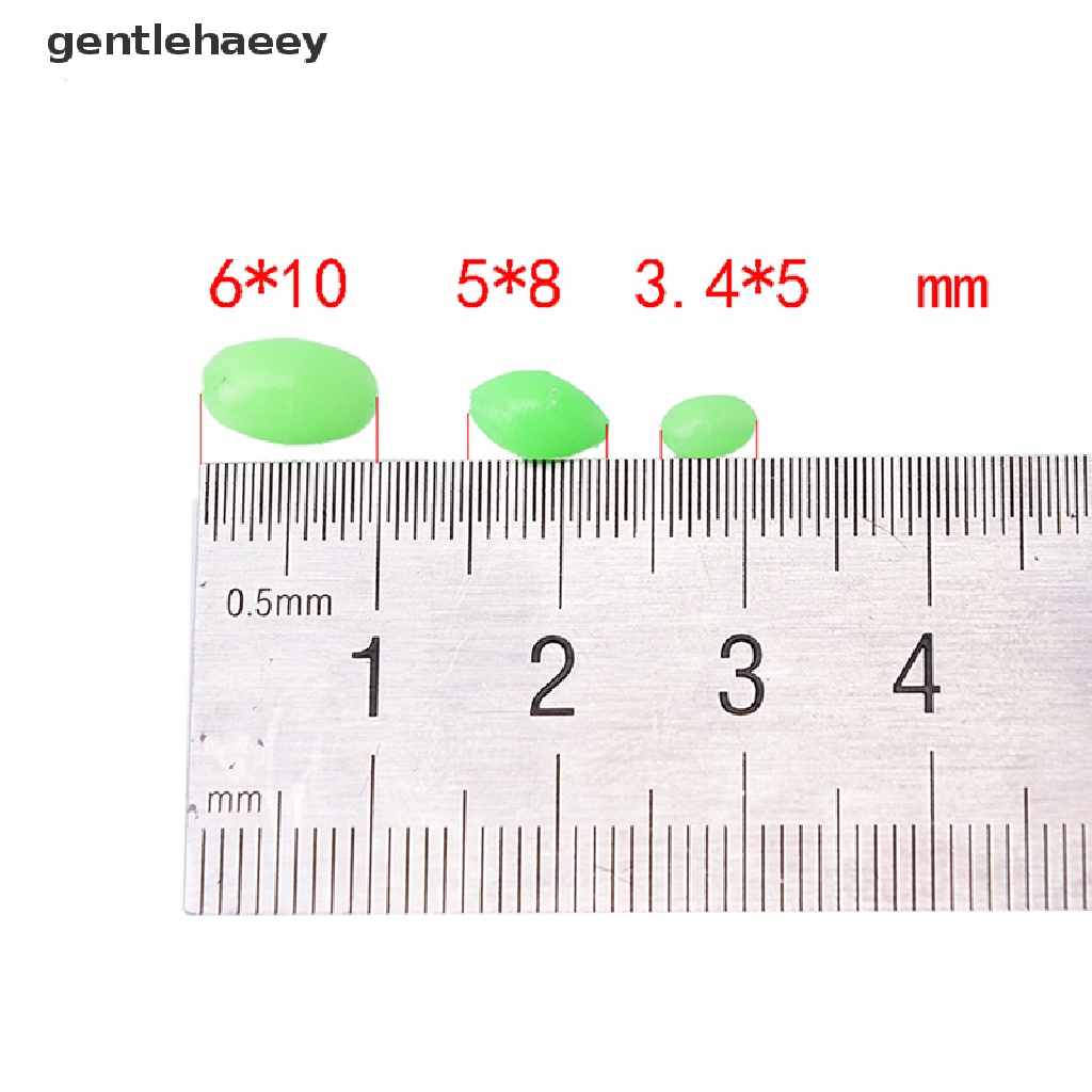 Set 100 Hạt Phát Quang Hình Oval Mềm Mại Kích Thước 5mm / 8mm / 10mm Dùng Trong Câu Cá