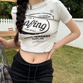 MOLASOME Nữ In Hình Trơn Cổ Tròn Tay Ngắn Slim Fit Tất Cả Trận Đấu Áo Thun