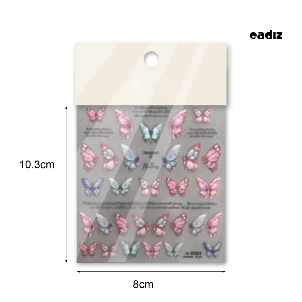 1 Tấm Sticker Dán Móng Tay DIY Hình Bướm 5D Dành Cho Salon