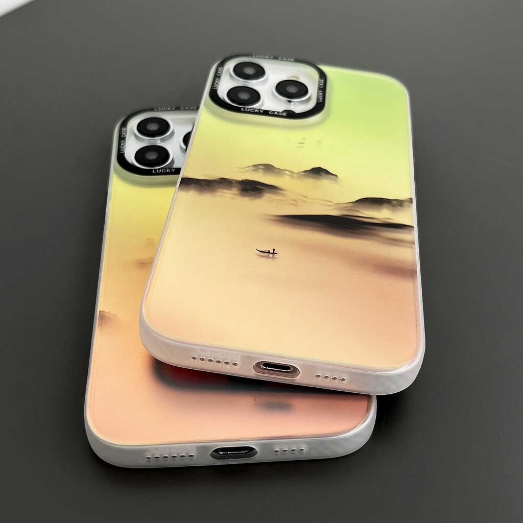 Ốp Điện Thoại TPU Silicon Mềm Chống Sốc Chống Rơi In Họa Tiết Phong Cảnh Dành Cho iPhone 14 13 12 PRO MAX