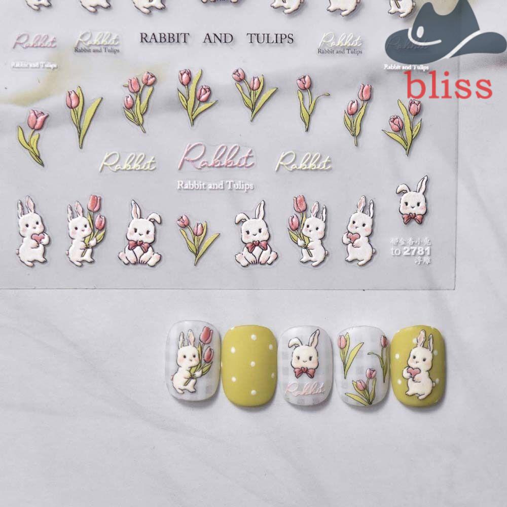 Miếng Dán Trang Trí Móng Tay Họa Tiết Hoạt Hình Stitch / Hoa Tulip / Thỏ Dễ Thương