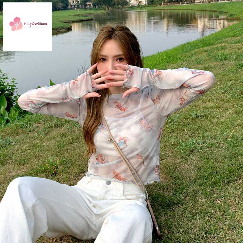 Áo Thun Tay Dài Cổ Tròn Phong Cách Hip Hop Đường Phố