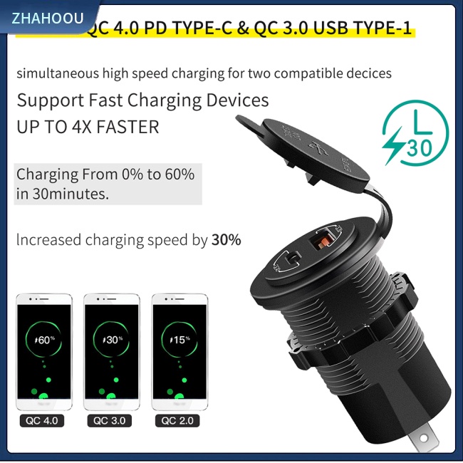 ☃Phụ Kiện Trang Trí Nhà Cửa Kiểu Dáng Dễ Thương Xinh Xắn☃ Tẩu Sạc Điện Thoại / Máy Tính Bảng 5v 3a 60w Qc3.0 Hai Cổng Usb Cho Xe Hơi / Tàu Thuyền