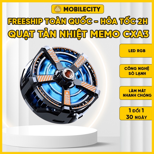 Quạt Tản Nhiệt Điện Thoại Sò Lạnh MEMO CXA3  - LED Gaming/Nam Châm Siêu Mạnh - MobileCity Sài Gòn