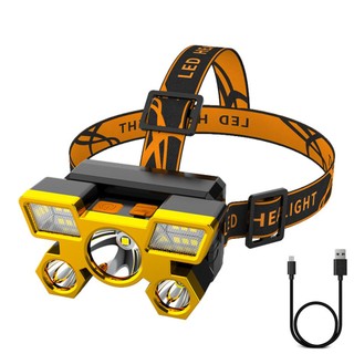 5 led with built-in 18650 battery usb headlamp outdoor camping headlight