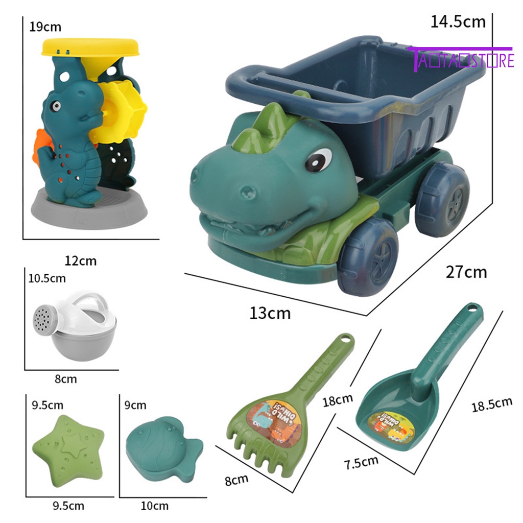 Bộ 1 / 6 / 7 Món Đồ Chơi Xúc Cát Bằng ABS Hình Khủng Long Hoạt Hình Vui Nhộn