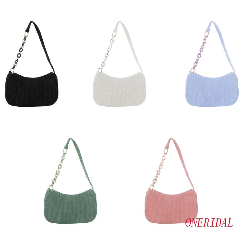 Túi Đeo Vai / Xách Tay Bằng Vải Nhung Kẻ Sọc Có Khóa Kéo Thời Trang Dễ Phối Đồ Dành Cho Valentine