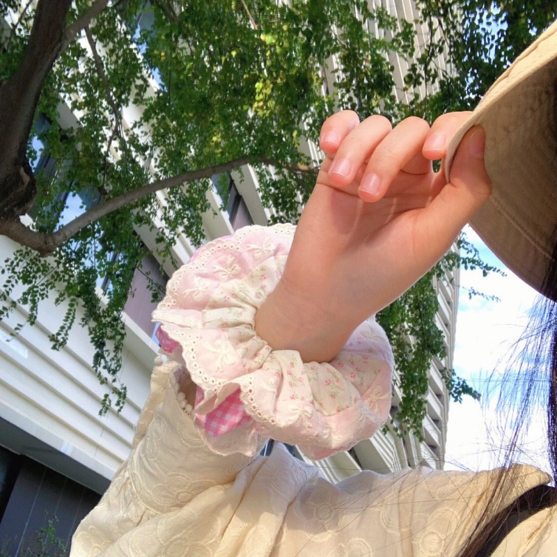 Dây Buộc Tóc Hai Lớp Phối Ren Hoa Xinh Xắn Cho Nữ