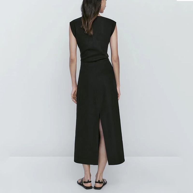 Đầm Vải Lanh Không Tay Xếp Ly Thời Trang Mùa Hè Hàng Mới 06676100800