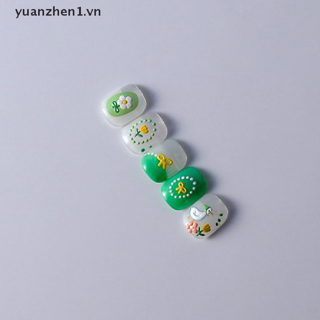 Miếng Dán Trang Trí Móng Tay Tự Dính Họa Tiết Hoa 5D Xinh Xắn