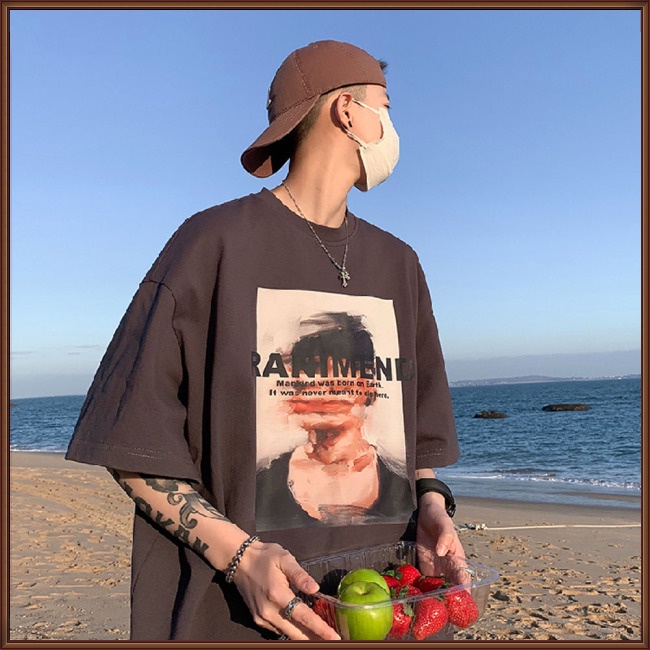 Áo Thun Tay Ngắn Cổ Tròn In Họa Tiết Nghệ Thuật Độc Đáo Thời Trang Cho Nam