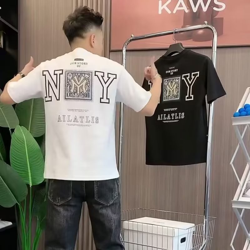 Áo Thun Cotton Tay Ngắn Cổ Tròn In Họa Tiết Hoạt Hình Thời Trang Mùa Hè Cho Nam