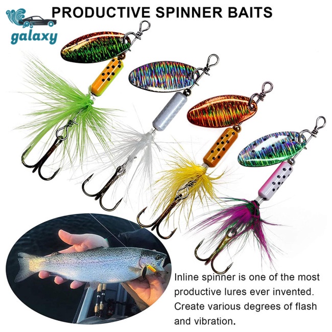 Galaxy Set 4 Mồi Giả Nhử Cá 6.5cm3.5g Bằng Lông Vũ Gắn Kèm Móc Câu Tiện Dụng