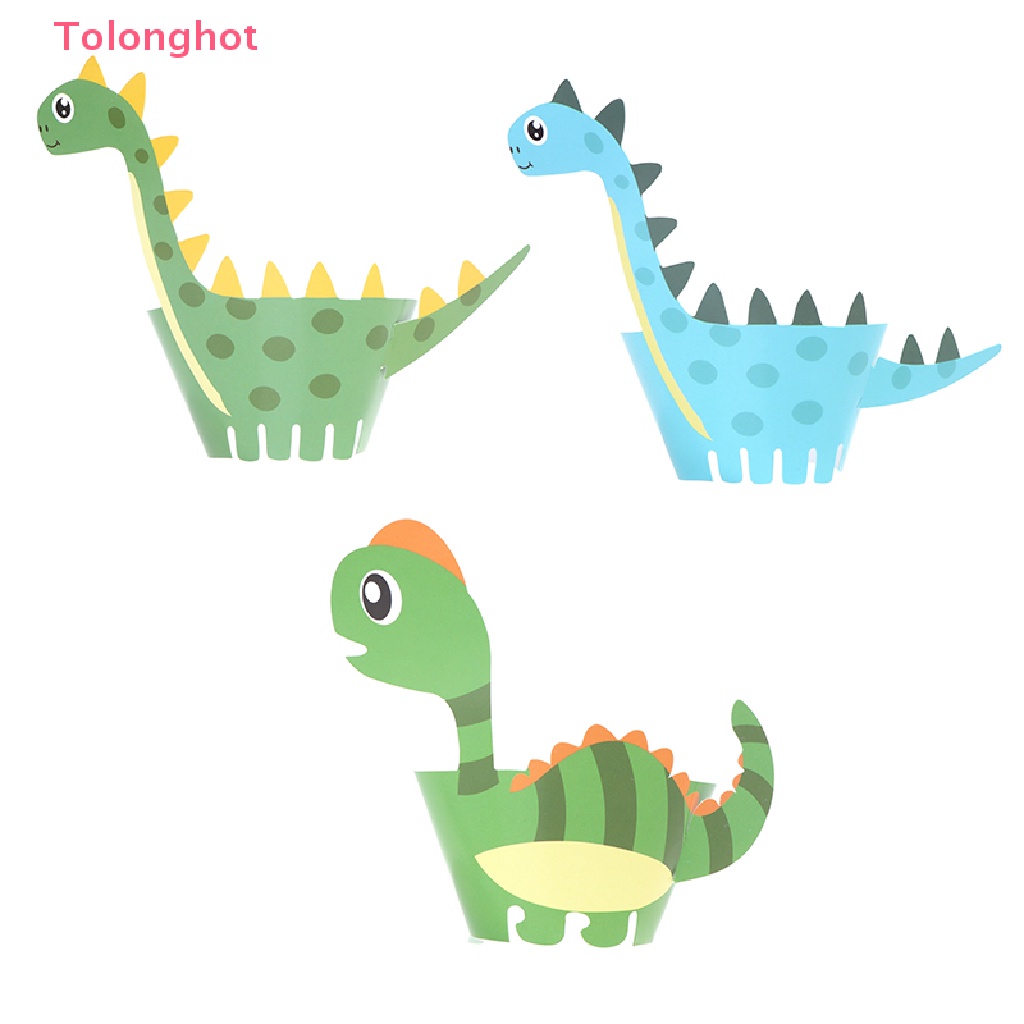 Set 10 Giấy Gói Bánh Cupcake Hình Khủng Long DIY