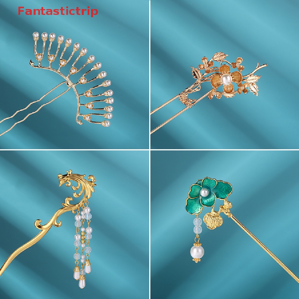 Trâm Cài Tóc Kim Loại Tráng Men Phong Cách Hanfu Trung Hoa Cổ Điển Cho Nữ Mới