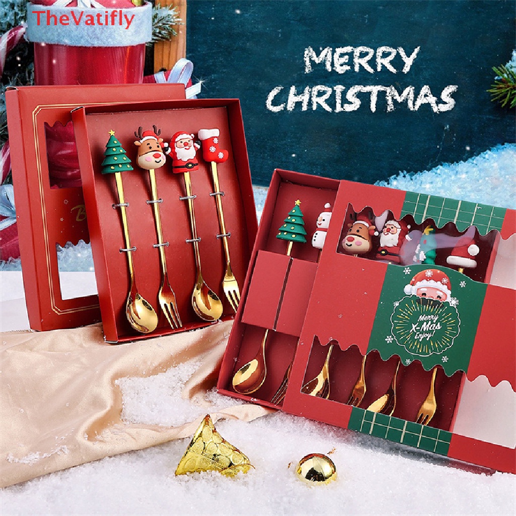 [Thevalifly] Bộ Muỗng Nĩa Trang Trí Cây Thông Noel