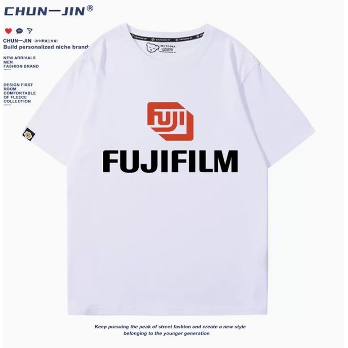 Áo Thun Cotton Trơn Ngắn Tay In Hình Fujifilm