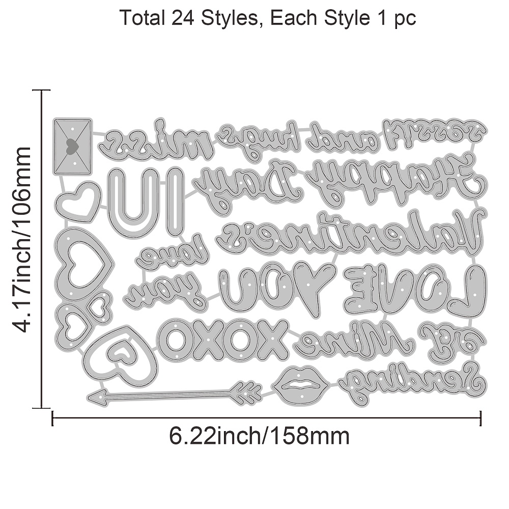 1 Bộ Khuôn Cắt Giấy Kim Loại Hình Trái Tim + 1 Bộ Khuôn Cắt Hình Chữ Love