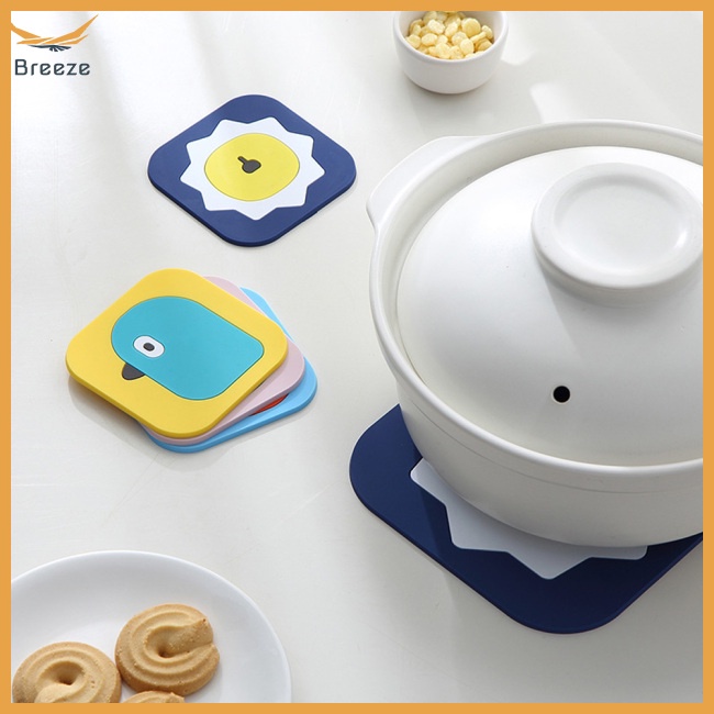 Miếng Lót Ly Cách Nhiệt Bằng Silicon Mềm Hình Vuông 15cm