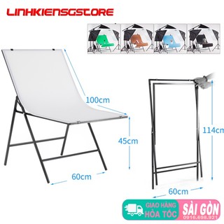 Ghế chụp hình gấp gọn 60x100cm chụp hình sản phẩm kèm phông trắng }