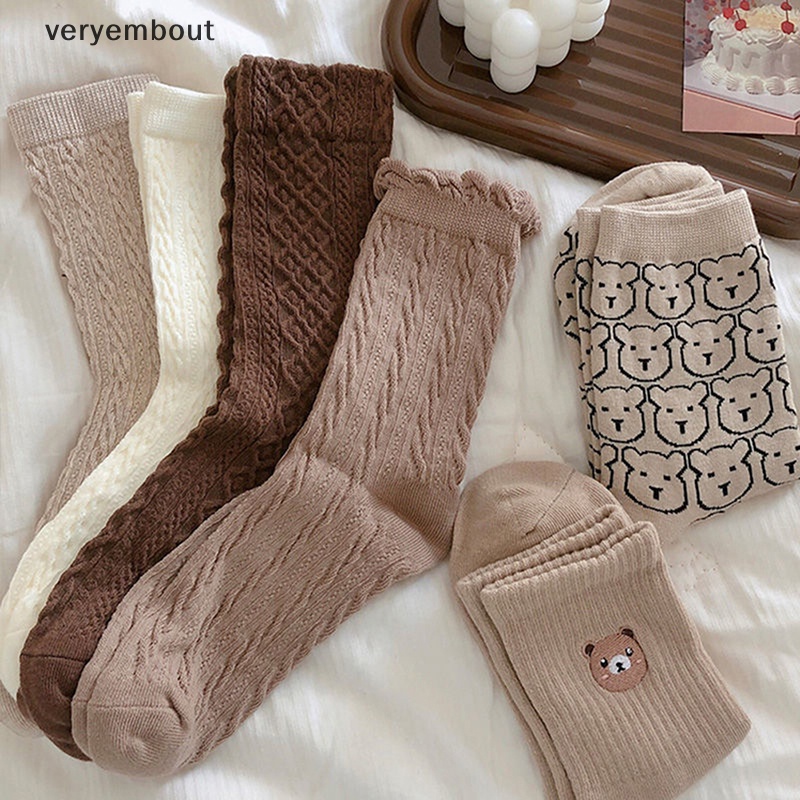 Vớ cotton Thể Thao In Họa Tiết Gấu Hoạt Hình Dễ Thương Phong Cách Nhật Bản Cho Nữ