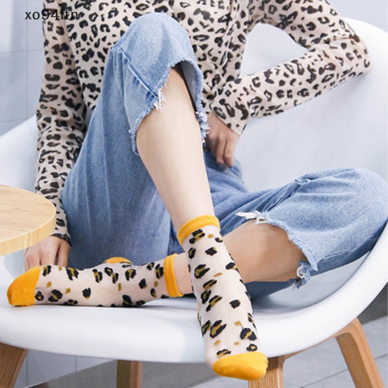 1 Đôi Tất Lưới Mỏng Phối Họa Tiết Da Báo Quyến Rũ Cho Nữ