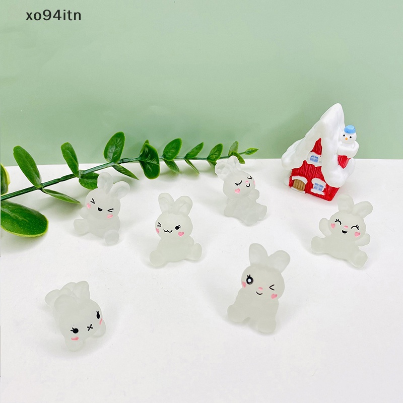 Tn Set 5 Phụ Kiện Trang Trí Nghệ Thuật DIY Hình Chú Thỏ Màu Dạ Quang Bằng Nhựa Resin