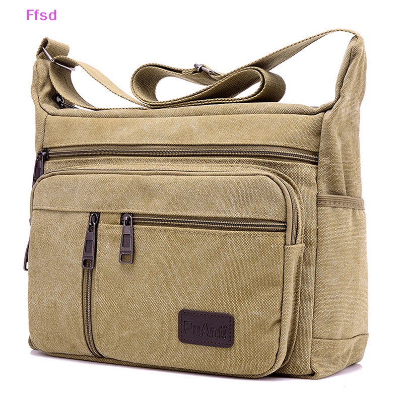 {Ffsd} Túi Đeo Vai / Đeo Chéo Bằng Vải Bạt Đơn Giản Phong Cách Doanh Nhân Cổ Điển Giản Dị Dành Cho Nam *