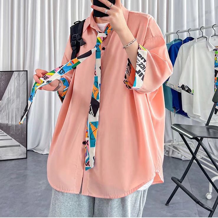 Áo Sơ Mi Nam Tay Ngắn Dáng Rộng Thiết Kế Đơn Giản Thời Trang Theo Phong Cách Hàn Quốc Cho áo sơ mi đẹp áo cặp nam nữ đồ đôi