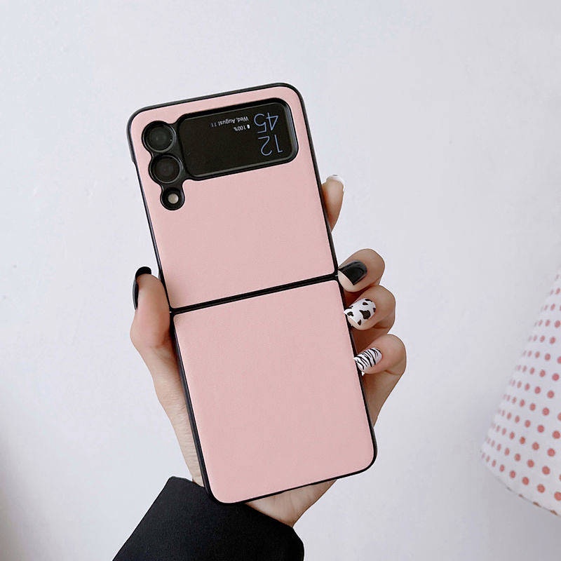 For Samsung Galaxy Zflip3/4 Phone Case Huawei P50pocket Solid Color Simple Protective Cover Women qDYD