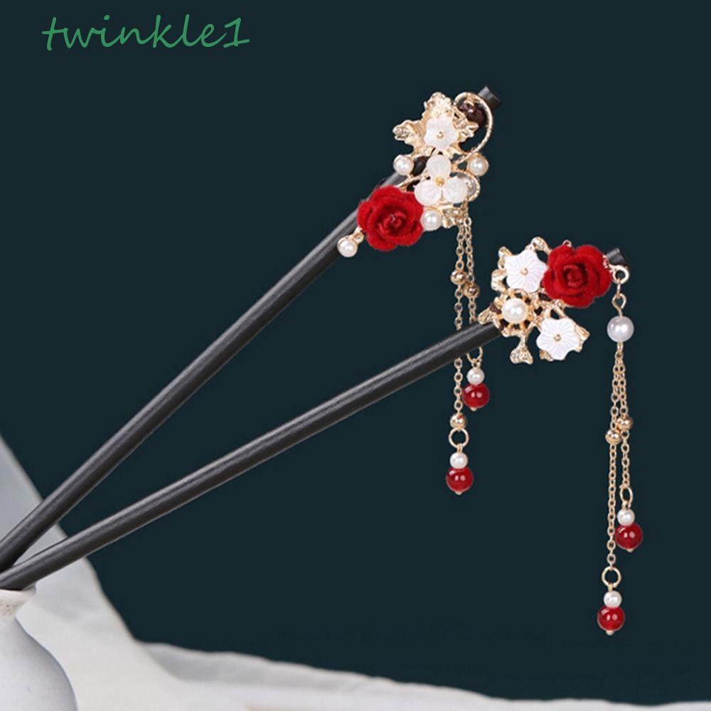 Trâm Cài Tóc Bằng Gỗ Phối Tua Rua Phong Cách Trung Hoa Cổ Điển Cho Nữ