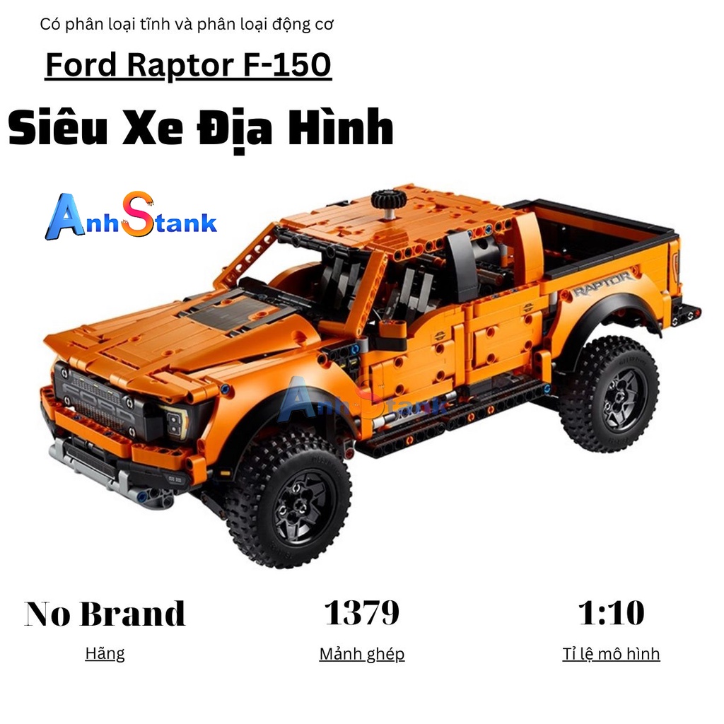 Mô hình siêu xe technic Ford Raptor F150 tỉ lệ 1:10 1379 PCS cung cấp bảo hành bởi Anhstank