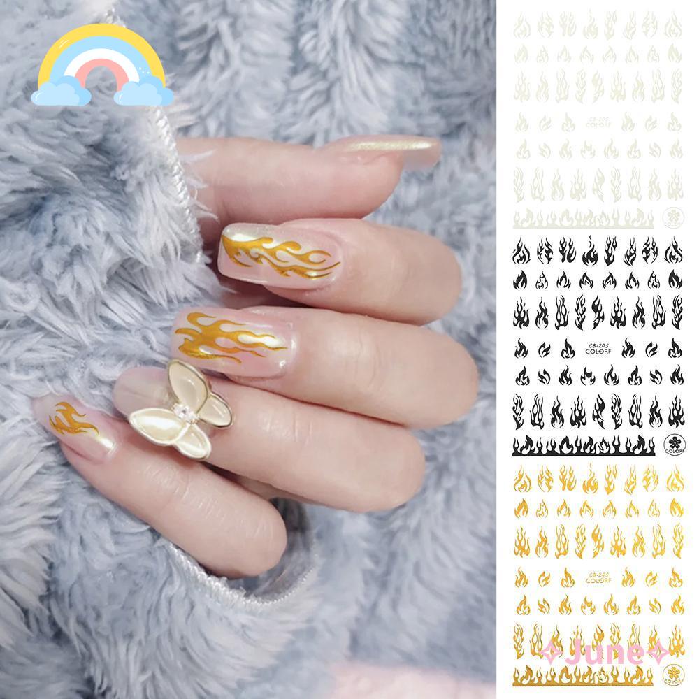 [Hàng mới về] Miếng dán trang trí móng tay 3d họa tiết ngọn lửa độc đáo tùy chọn màu sắc