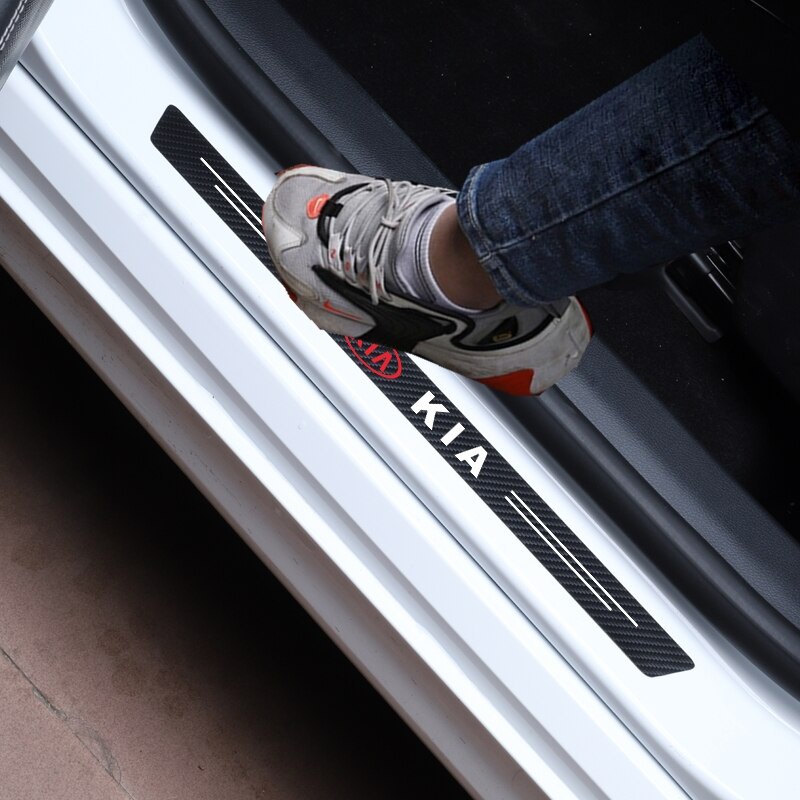 Bộ 4 Miếng Dán Bảo Vệ Cửa Xe Hơi Kia Bằng Sợi carbon