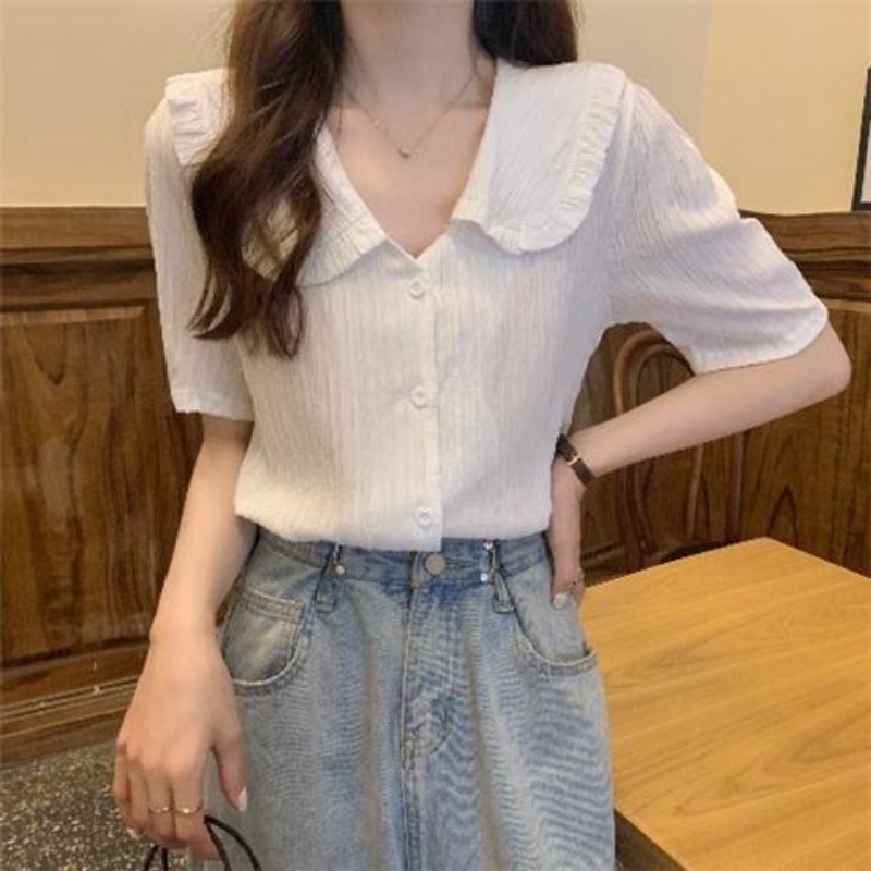 Áo Kiểu Tay Phồng Cổ Búp Bê Thời Trang Mùa Hè Pháp Cho Nữ