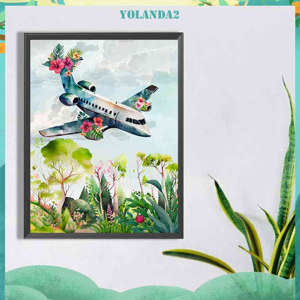Tranh Đính Đá Kim Cương Toàn Bộ 5D DIY Hình Vẽ Máy Bay Dùng Trang Trí Nhà