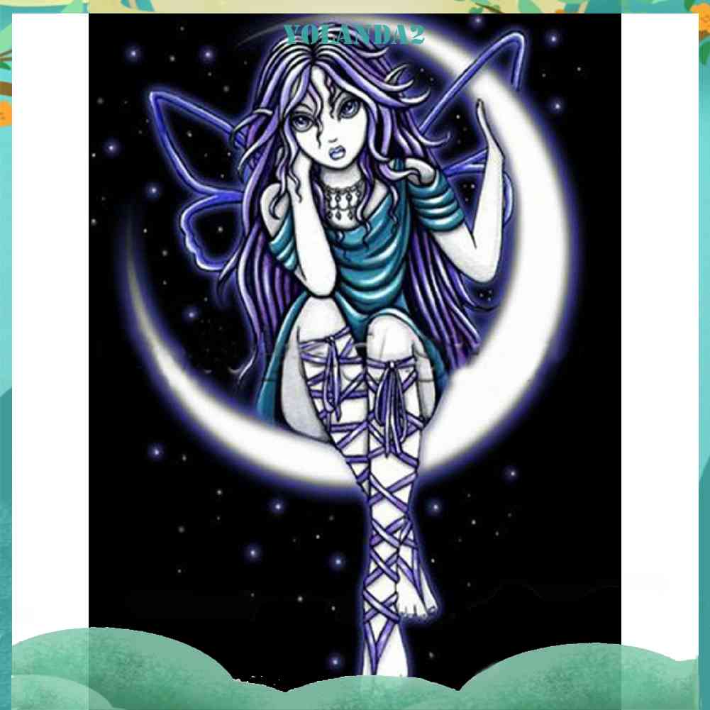 Bộ Tranh Đính Đá 5D Họa Tiết Mặt Trăng Độc Đáo DIY Dùng Trang Trí Nhà Cửa