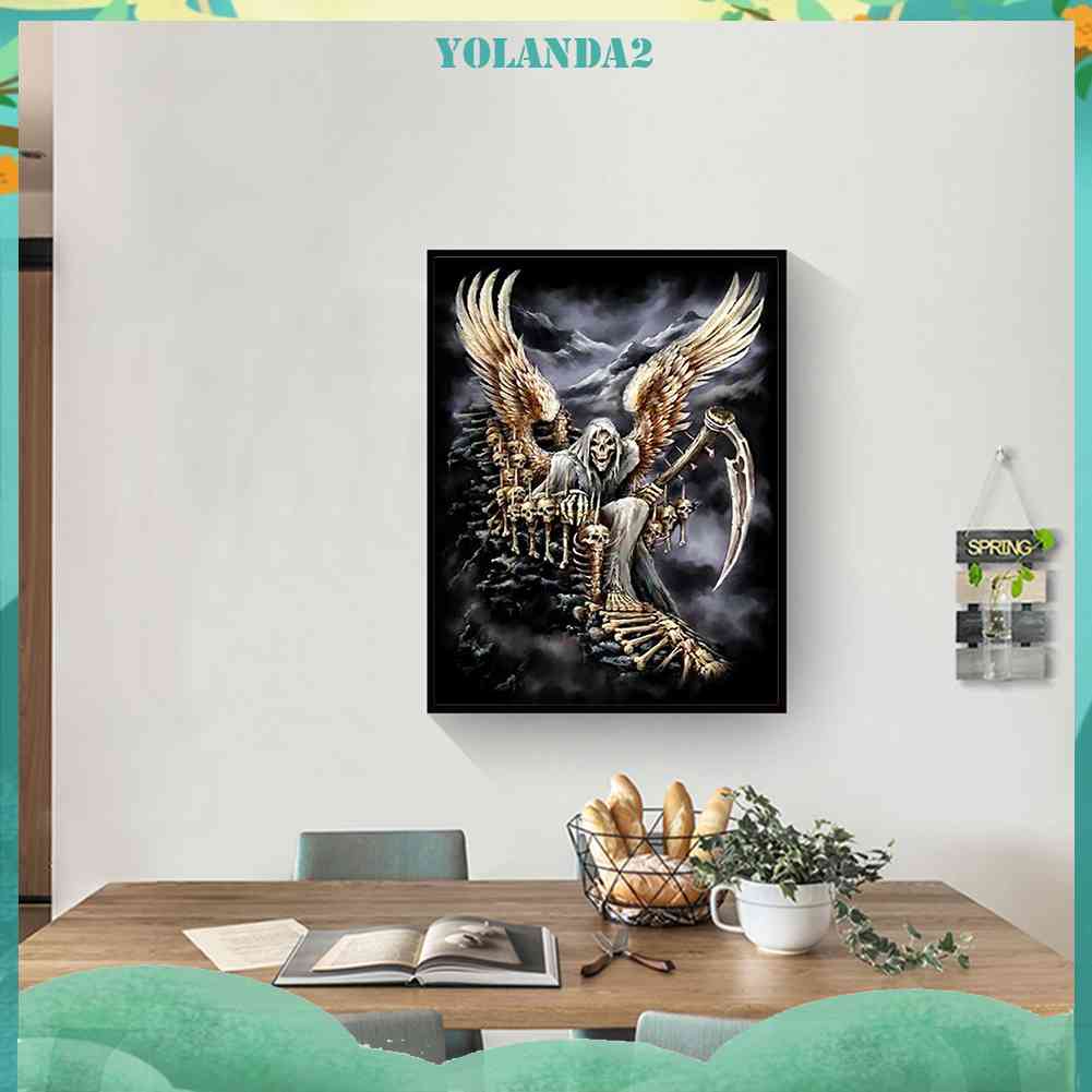 Tranh Đính Đá Kim Cương Toàn Bộ 5D DIY Hình Vẽ Bộ Xương Người Trang Trí Nhà Cửa