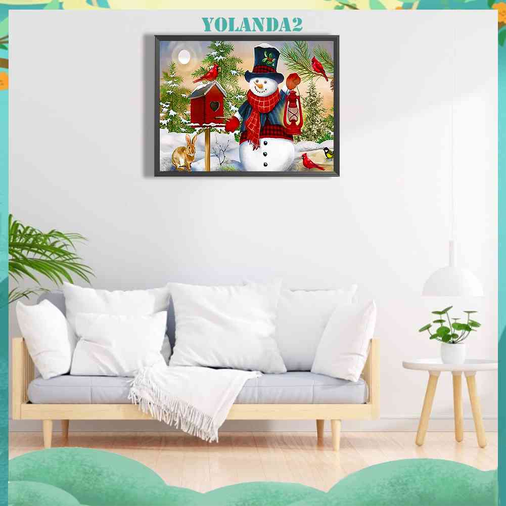 Tranh Đính Đá Kim Cương Toàn Bộ 5D DIY Hình Người Tuyết Giáng Sinh