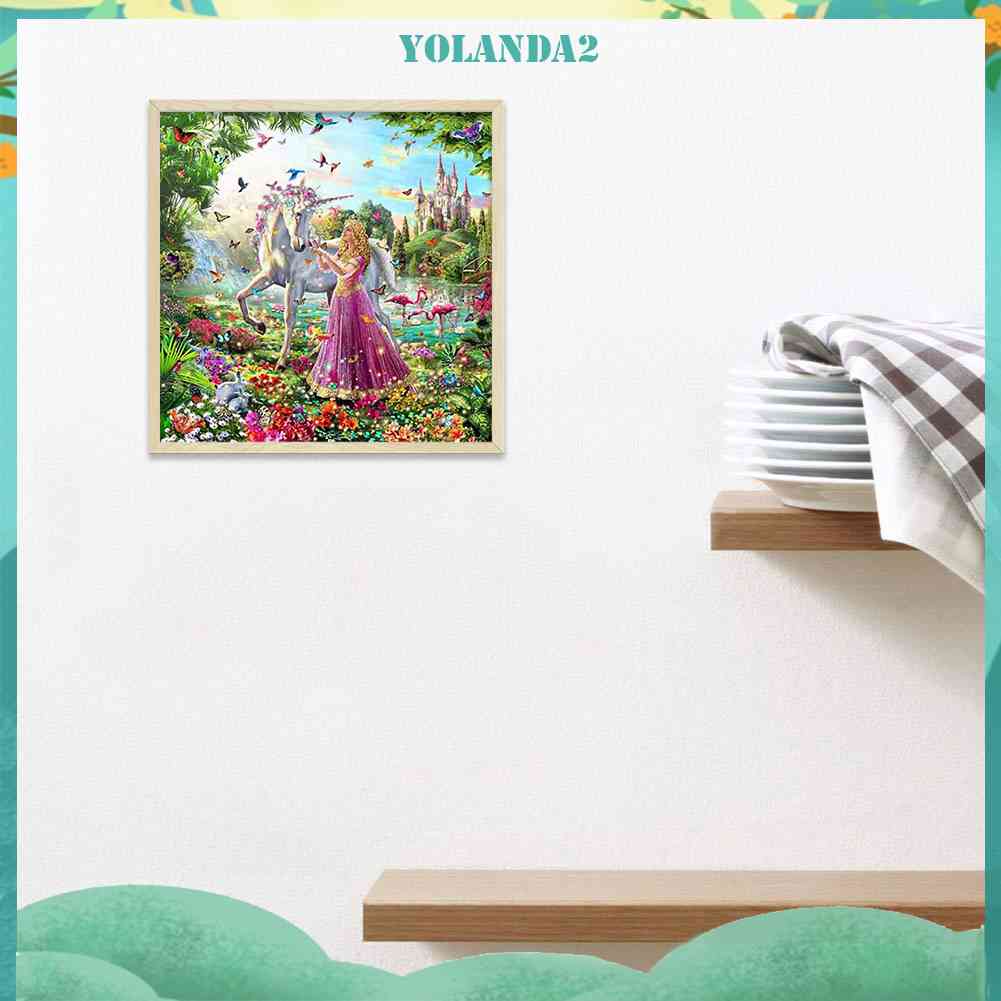 Tranh Đính Đá Kim Cương Toàn Bộ 5D DIY Hình Vẽ Công Chúa Kỳ Lân