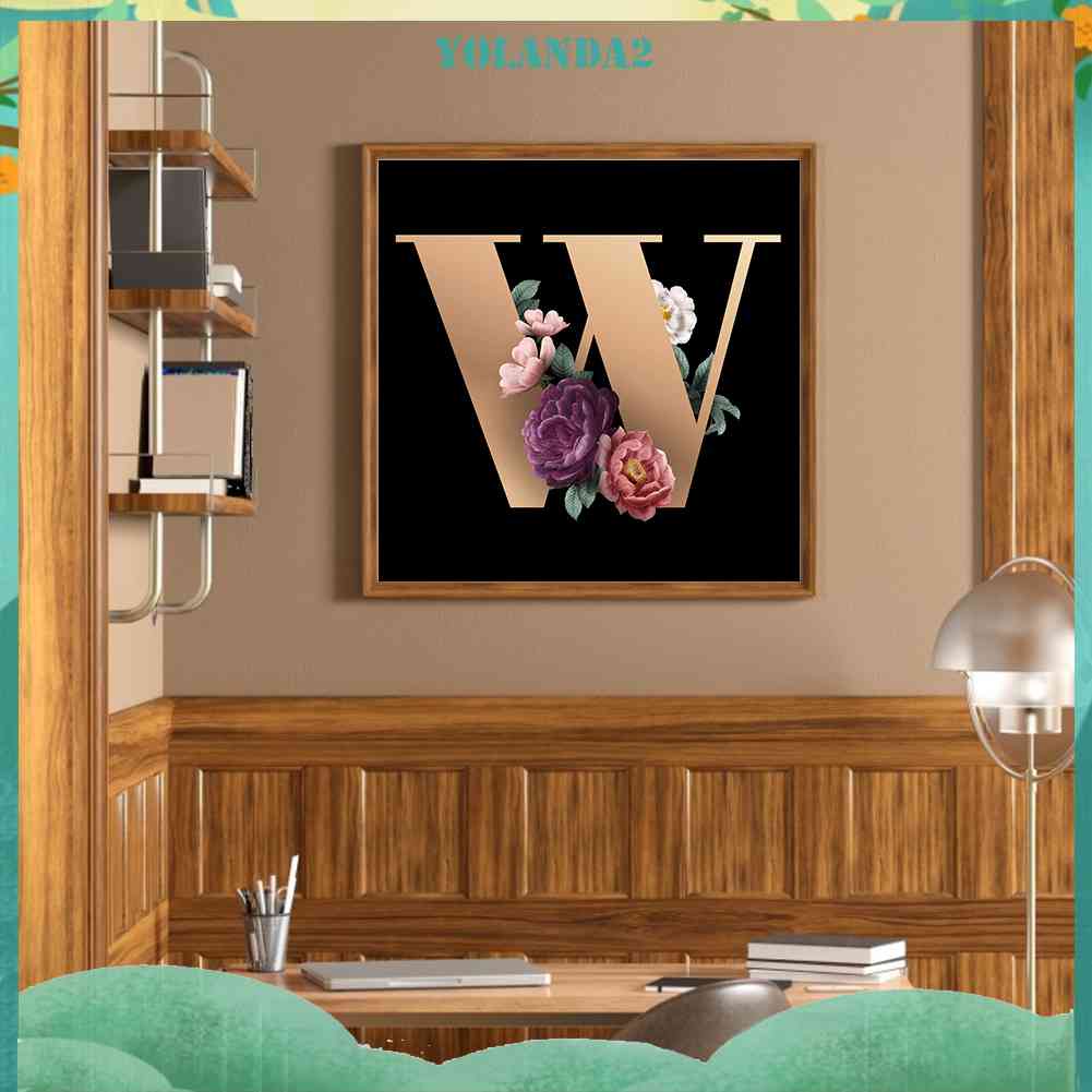 Tranh Đính Đá 5D Toàn Diện Họa Tiết Hoa Và Chữ Cái Trang Trí Nhà Cửa