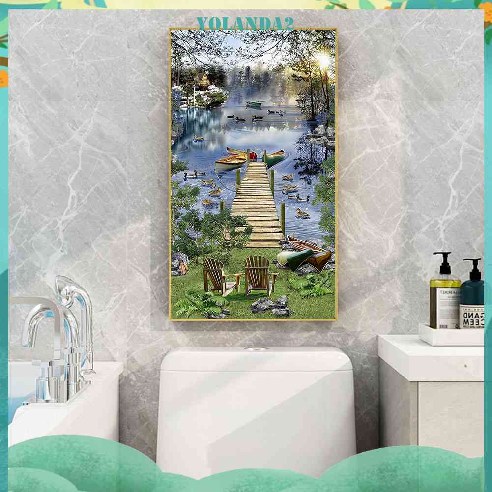 Bộ Tranh Đính Đá Toàn Diện Họa Tiết Đường Phố Hồ Độc Đáo Trang Trí Nhà Cửa