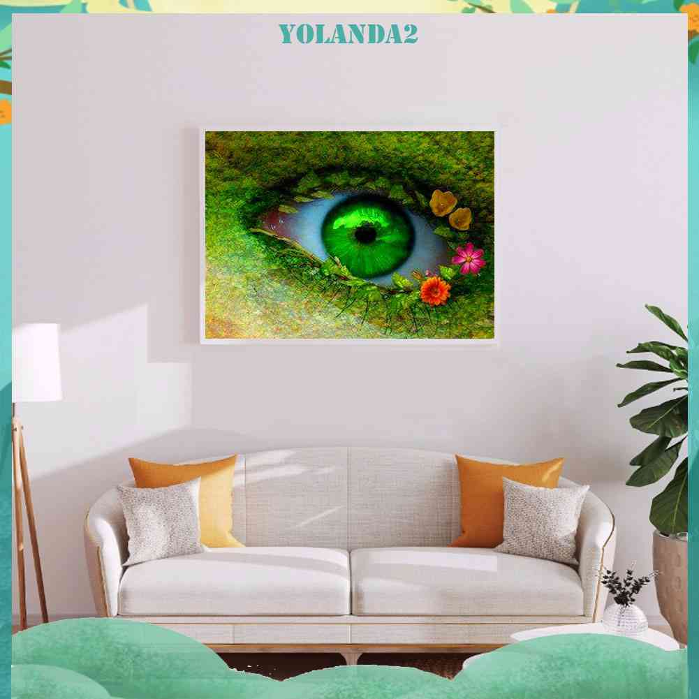 Tranh Đính Đá Kim Cương Toàn Bộ 5D DIY Hình Vẽ Đôi Mắt Xanh