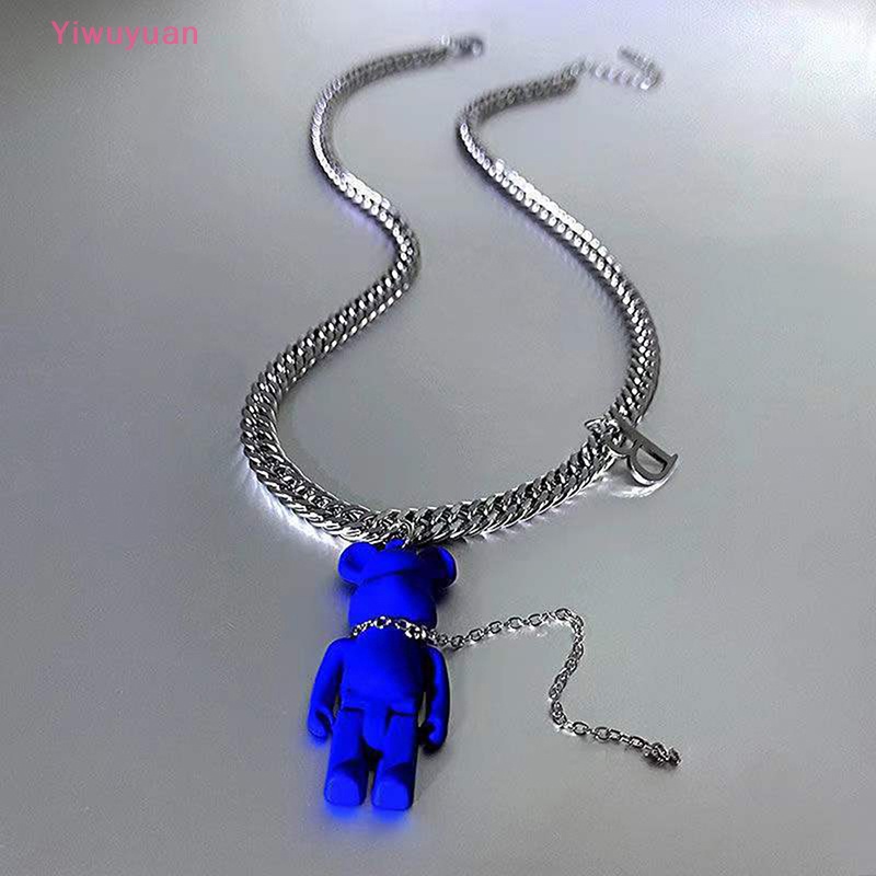 < Yiwuyuan > Vòng cổ Hình Gấu Clein Màu Xanh Dương Phong Cách Hip Hop Thời Trang Mới Cho Nam Và Nữ